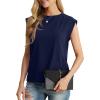 imageGRECERELLE Women 2025 Cap Sleeve Tops Summer Casual Tee Shirt Loose Crew Neck Basic Tank Trendy Work Vacation Outfits S2XLNavy Blue