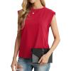 imageGRECERELLE Women 2025 Cap Sleeve Tops Summer Casual Tee Shirt Loose Crew Neck Basic Tank Trendy Work Vacation Outfits S2XLRed