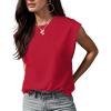 imageGRECERELLE Women 2025 Cap Sleeve Tops Summer Casual Tee Shirt Loose Crew Neck Basic Tank Trendy Work Vacation Outfits S2XLRed