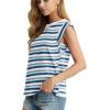 imageGRECERELLE Women 2025 Cap Sleeve Tops Summer Casual Tee Shirt Loose Crew Neck Basic Tank Trendy Work Vacation Outfits S2XLStripe Blue