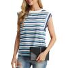 imageGRECERELLE Women 2025 Cap Sleeve Tops Summer Casual Tee Shirt Loose Crew Neck Basic Tank Trendy Work Vacation Outfits S2XLStripe Blue