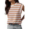 imageGRECERELLE Women 2025 Cap Sleeve Tops Summer Casual Tee Shirt Loose Crew Neck Basic Tank Trendy Work Vacation Outfits S2XLStripe Brown