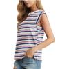 imageGRECERELLE Women 2025 Cap Sleeve Tops Summer Casual Tee Shirt Loose Crew Neck Basic Tank Trendy Work Vacation Outfits S2XLStripe Pink