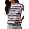 imageGRECERELLE Women 2025 Cap Sleeve Tops Summer Casual Tee Shirt Loose Crew Neck Basic Tank Trendy Work Vacation Outfits S2XLStripe Pink