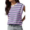 imageGRECERELLE Women 2025 Cap Sleeve Tops Summer Casual Tee Shirt Loose Crew Neck Basic Tank Trendy Work Vacation Outfits S2XLStripe Purple