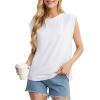 imageGRECERELLE Women 2025 Cap Sleeve Tops Summer Casual Tee Shirt Loose Crew Neck Basic Tank Trendy Work Vacation Outfits S2XLWhite
