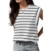 imageGRECERELLE Women 2025 Cap Sleeve Tops Summer Casual Tee Shirt Loose Crew Neck Basic Tank Trendy Work Vacation Outfits S2XLWhite Black Stripe