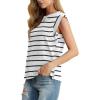 imageGRECERELLE Women 2025 Cap Sleeve Tops Summer Casual Tee Shirt Loose Crew Neck Basic Tank Trendy Work Vacation Outfits S2XLWhite Black Stripe