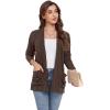 imageGRECERELLE Womens 2024 Long Sleeve Lightweight Open Front Casual Cardigan Sweaters Outerwear with PocketsBrown