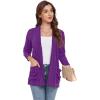 imageGRECERELLE Womens 2024 Long Sleeve Lightweight Open Front Casual Cardigan Sweaters Outerwear with PocketsPurple