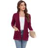 imageGRECERELLE Womens 2024 Long Sleeve Lightweight Open Front Casual Cardigan Sweaters Outerwear with PocketsWine Red