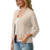 imageGRECERELLE Womens 2025 34 Sleeve Light Weight Summer Knit Loose Casual Cropped Cardigan Shrugs SweaterApricot
