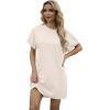 imageGRECERELLE Womens Summer Short Sleeve Tee Shirt Dress Crew Neck Casual Mini Sundress with PocketsApricot White