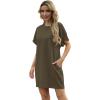 imageGRECERELLE Womens Summer Short Sleeve Tee Shirt Dress Crew Neck Casual Mini Sundress with PocketsArmy Green