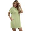 imageGRECERELLE Womens Summer Short Sleeve Tee Shirt Dress Crew Neck Casual Mini Sundress with PocketsAvocado Green