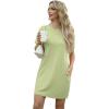 imageGRECERELLE Womens Summer Short Sleeve Tee Shirt Dress Crew Neck Casual Mini Sundress with PocketsAvocado Green