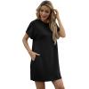 imageGRECERELLE Womens Summer Short Sleeve Tee Shirt Dress Crew Neck Casual Mini Sundress with PocketsBlack