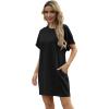 imageGRECERELLE Womens Summer Short Sleeve Tee Shirt Dress Crew Neck Casual Mini Sundress with PocketsBlack