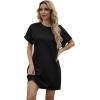 imageGRECERELLE Womens Summer Short Sleeve Tee Shirt Dress Crew Neck Casual Mini Sundress with PocketsBlack