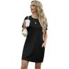 imageGRECERELLE Womens Summer Short Sleeve Tee Shirt Dress Crew Neck Casual Mini Sundress with PocketsBlack