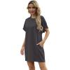 imageGRECERELLE Womens Summer Short Sleeve Tee Shirt Dress Crew Neck Casual Mini Sundress with PocketsDark Gray
