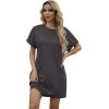 imageGRECERELLE Womens Summer Short Sleeve Tee Shirt Dress Crew Neck Casual Mini Sundress with PocketsDark Gray