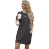 imageGRECERELLE Womens Summer Short Sleeve Tee Shirt Dress Crew Neck Casual Mini Sundress with PocketsDark Gray