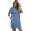 imageGRECERELLE Womens Summer Short Sleeve Tee Shirt Dress Crew Neck Casual Mini Sundress with PocketsDenim Blue