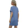 imageGRECERELLE Womens Summer Short Sleeve Tee Shirt Dress Crew Neck Casual Mini Sundress with PocketsDenim Blue