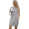 imageGRECERELLE Womens Summer Short Sleeve Tee Shirt Dress Crew Neck Casual Mini Sundress with PocketsHeather Grey