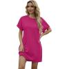 imageGRECERELLE Womens Summer Short Sleeve Tee Shirt Dress Crew Neck Casual Mini Sundress with PocketsHot Pink