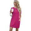 imageGRECERELLE Womens Summer Short Sleeve Tee Shirt Dress Crew Neck Casual Mini Sundress with PocketsHot Pink