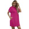 imageGRECERELLE Womens Summer Short Sleeve Tee Shirt Dress Crew Neck Casual Mini Sundress with PocketsHot Pink
