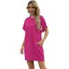 imageGRECERELLE Womens Summer Short Sleeve Tee Shirt Dress Crew Neck Casual Mini Sundress with PocketsHot Pink