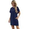 imageGRECERELLE Womens Summer Short Sleeve Tee Shirt Dress Crew Neck Casual Mini Sundress with PocketsNavy Blue