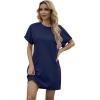 imageGRECERELLE Womens Summer Short Sleeve Tee Shirt Dress Crew Neck Casual Mini Sundress with PocketsNavy Blue