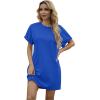 imageGRECERELLE Womens Summer Short Sleeve Tee Shirt Dress Crew Neck Casual Mini Sundress with PocketsRoyal Blue