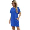 imageGRECERELLE Womens Summer Short Sleeve Tee Shirt Dress Crew Neck Casual Mini Sundress with PocketsRoyal Blue