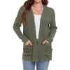 imageGRECERELLE Womens 2024 Long Sleeve Lightweight Open Front Casual Cardigan Sweaters Outerwear with PocketsArmy Green