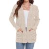 imageGRECERELLE Womens 2024 Long Sleeve Lightweight Open Front Casual Cardigan Sweaters Outerwear with PocketsBeige