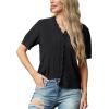 imageGRECERELLE Womens 2025 Short Sleeve Summer Sweater Tops Casual Button Down Knit CardiganBlack