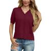 imageGRECERELLE Womens 2025 Short Sleeve Summer Sweater Tops Casual Button Down Knit CardiganBurgundy