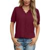 imageGRECERELLE Womens 2025 Short Sleeve Summer Sweater Tops Casual Button Down Knit CardiganBurgundy