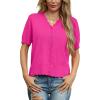 imageGRECERELLE Womens 2025 Short Sleeve Summer Sweater Tops Casual Button Down Knit CardiganHot Pink