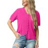 imageGRECERELLE Womens 2025 Short Sleeve Summer Sweater Tops Casual Button Down Knit CardiganHot Pink