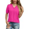 imageGRECERELLE Womens 2025 Short Sleeve Summer Sweater Tops Casual Button Down Knit CardiganHot Pink