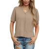 imageGRECERELLE Womens 2025 Short Sleeve Summer Sweater Tops Casual Button Down Knit CardiganKhaki