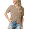 imageGRECERELLE Womens 2025 Short Sleeve Summer Sweater Tops Casual Button Down Knit CardiganKhaki