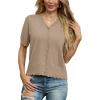 imageGRECERELLE Womens 2025 Short Sleeve Summer Sweater Tops Casual Button Down Knit CardiganKhaki