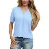 imageGRECERELLE Womens 2025 Short Sleeve Summer Sweater Tops Casual Button Down Knit CardiganLight Blue
